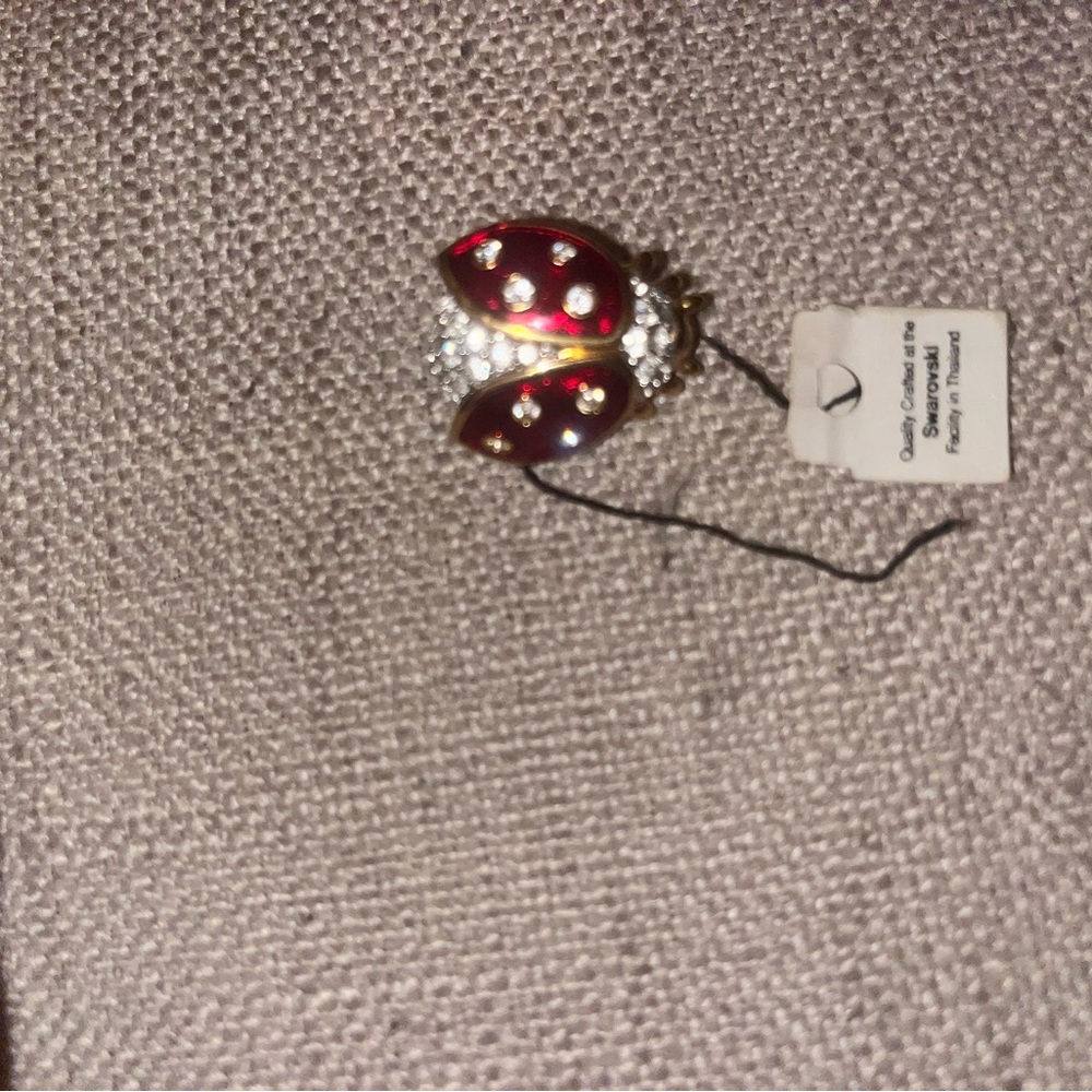 Swarovski Red and Silver Ladybug Brooch